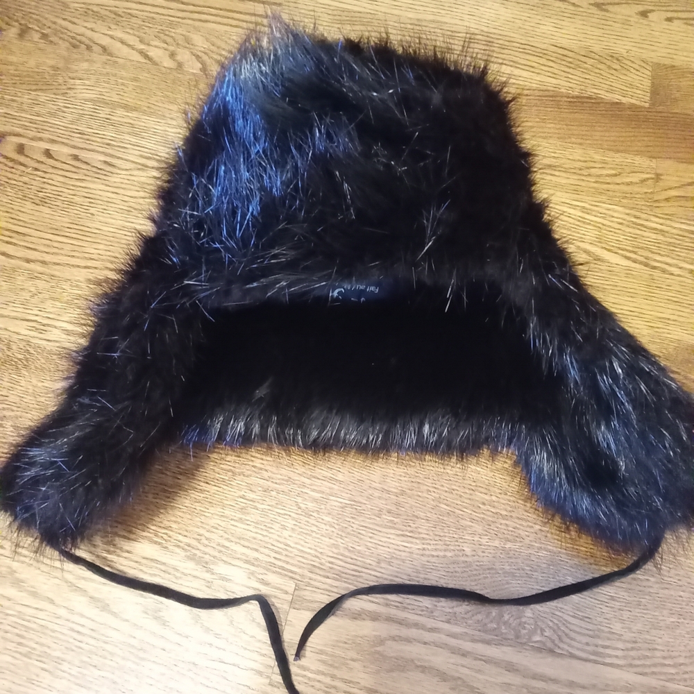 Genuine Rabbit Fur Black Trapper Hat